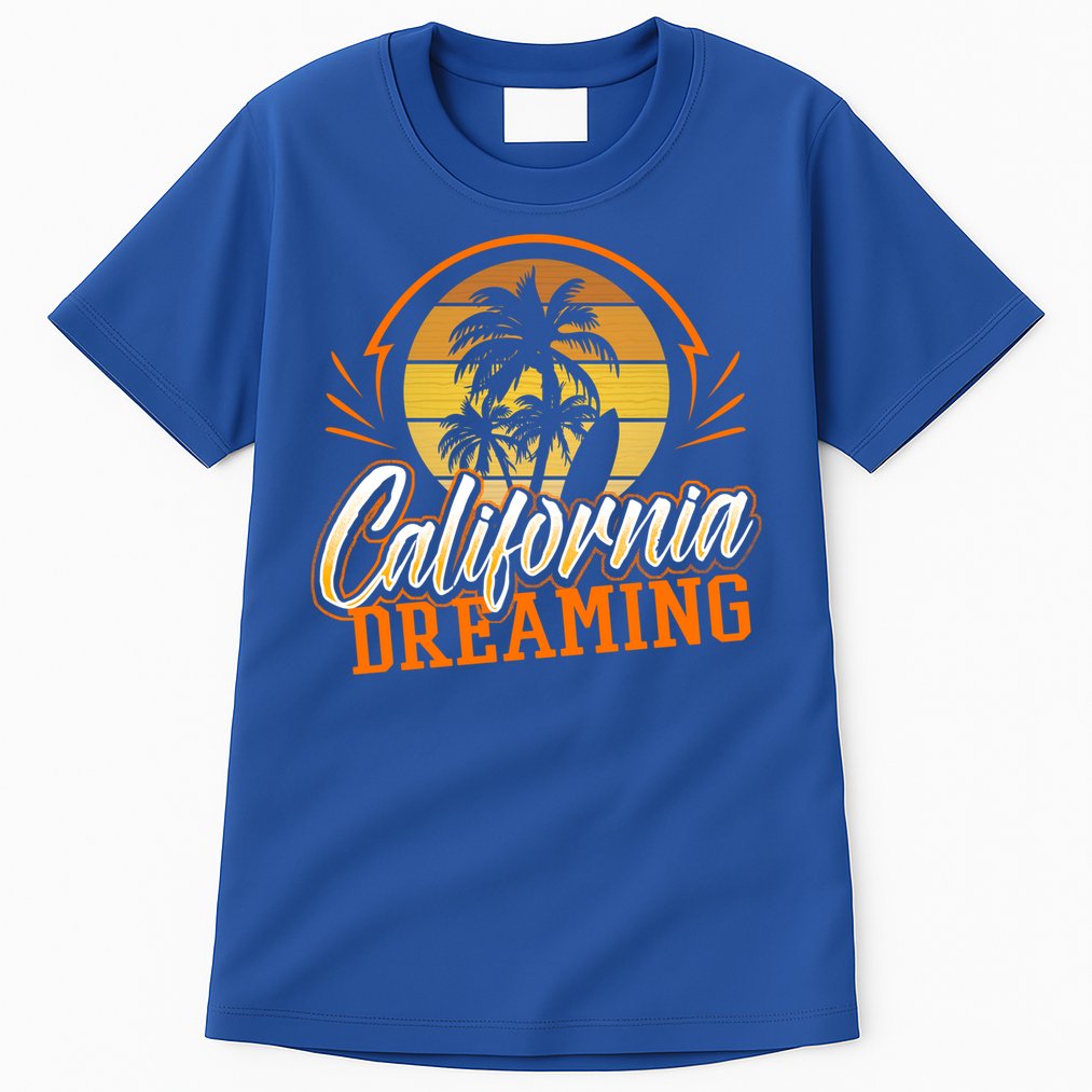 California Dreaming Vintage Retro 70's Skyline Surf Gift Funny Gift Tall T-Shirt