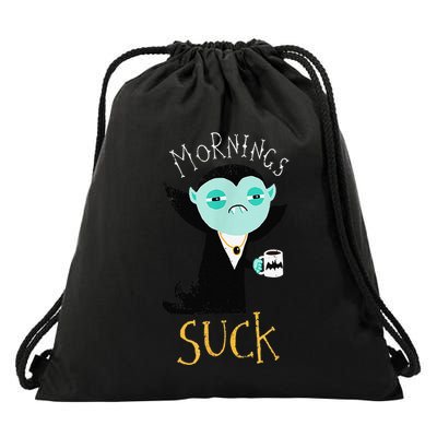 Cute Dracula Vampire Morning Suck Coffee Halloween Costume Drawstring Bag