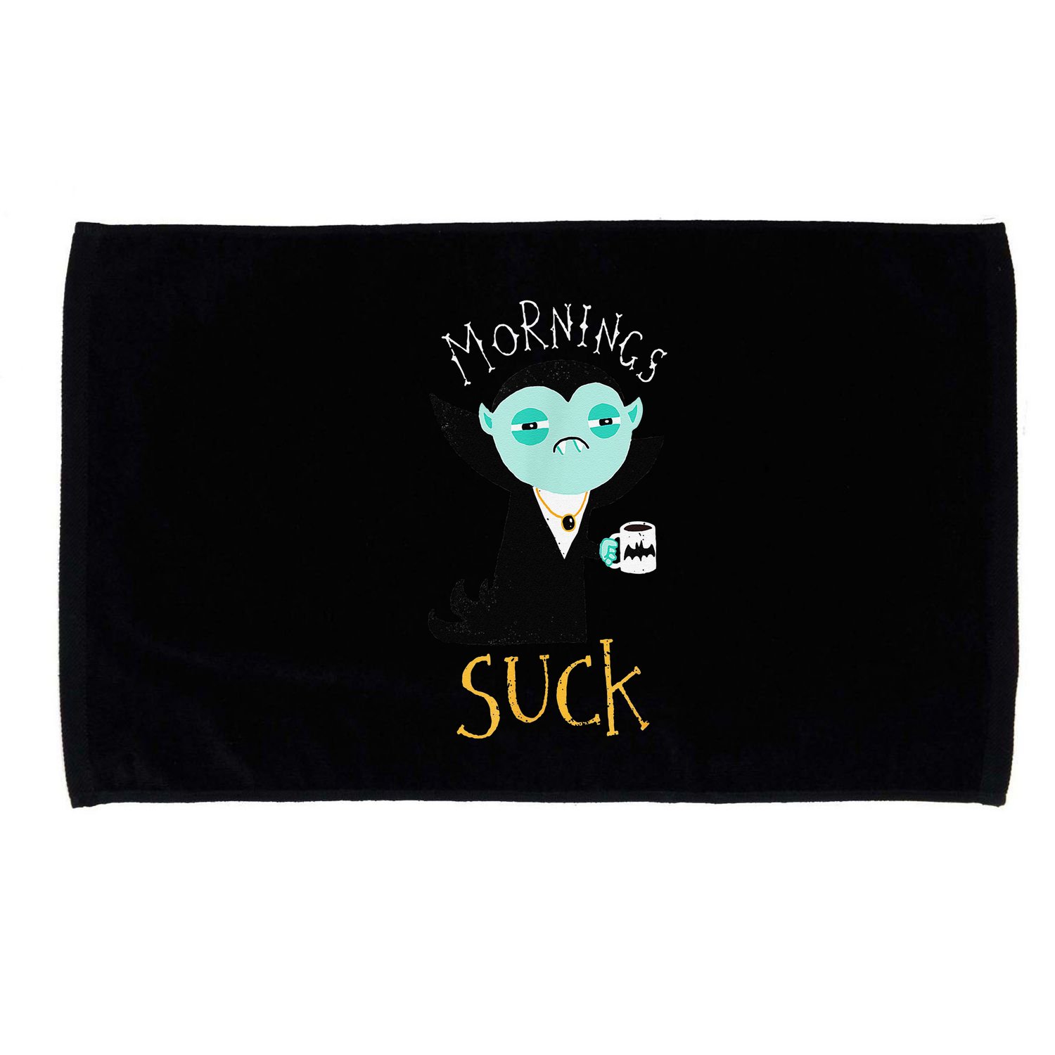 Cute Dracula Vampire Morning Suck Coffee Halloween Costume Microfiber Hand Towel