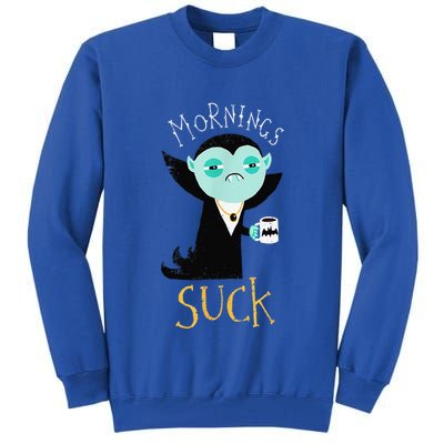 Cute Dracula Vampire Morning Suck Coffee Halloween Costume Tall Sweatshirt