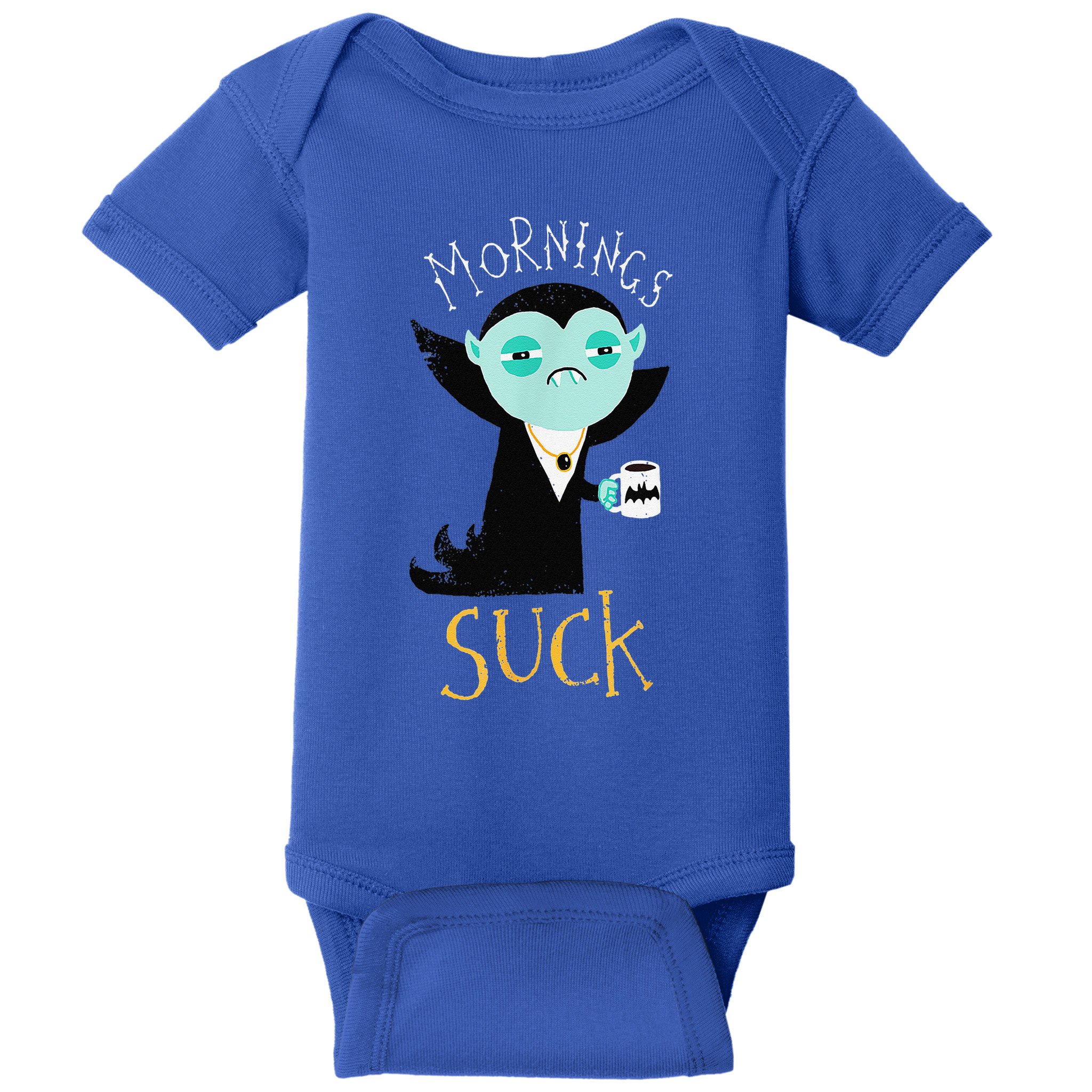Cute Dracula Vampire Morning Suck Coffee Halloween Costume Baby Bodysuit