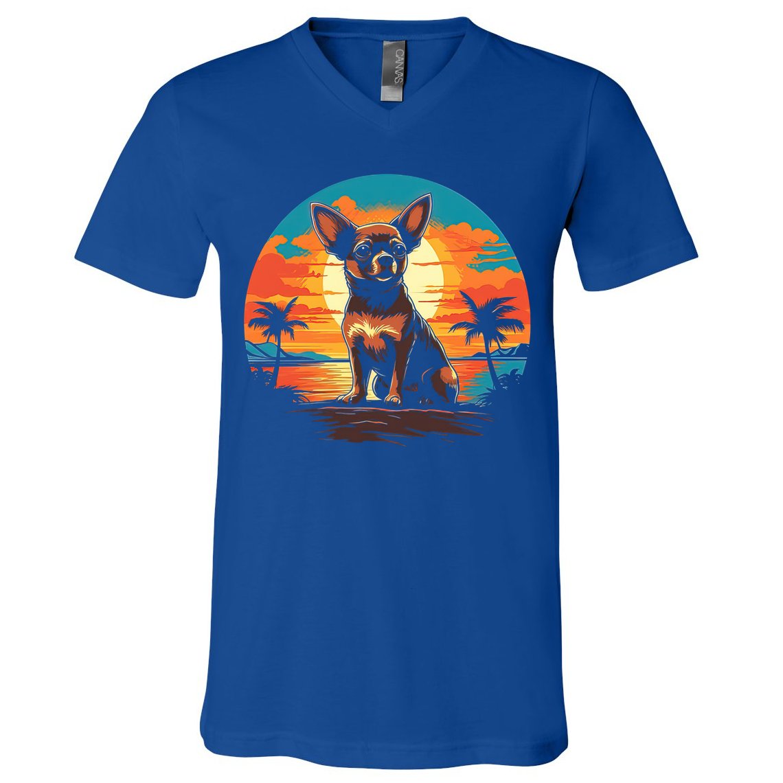 Chihuahua Dog Vintage Style Gift V-Neck T-Shirt