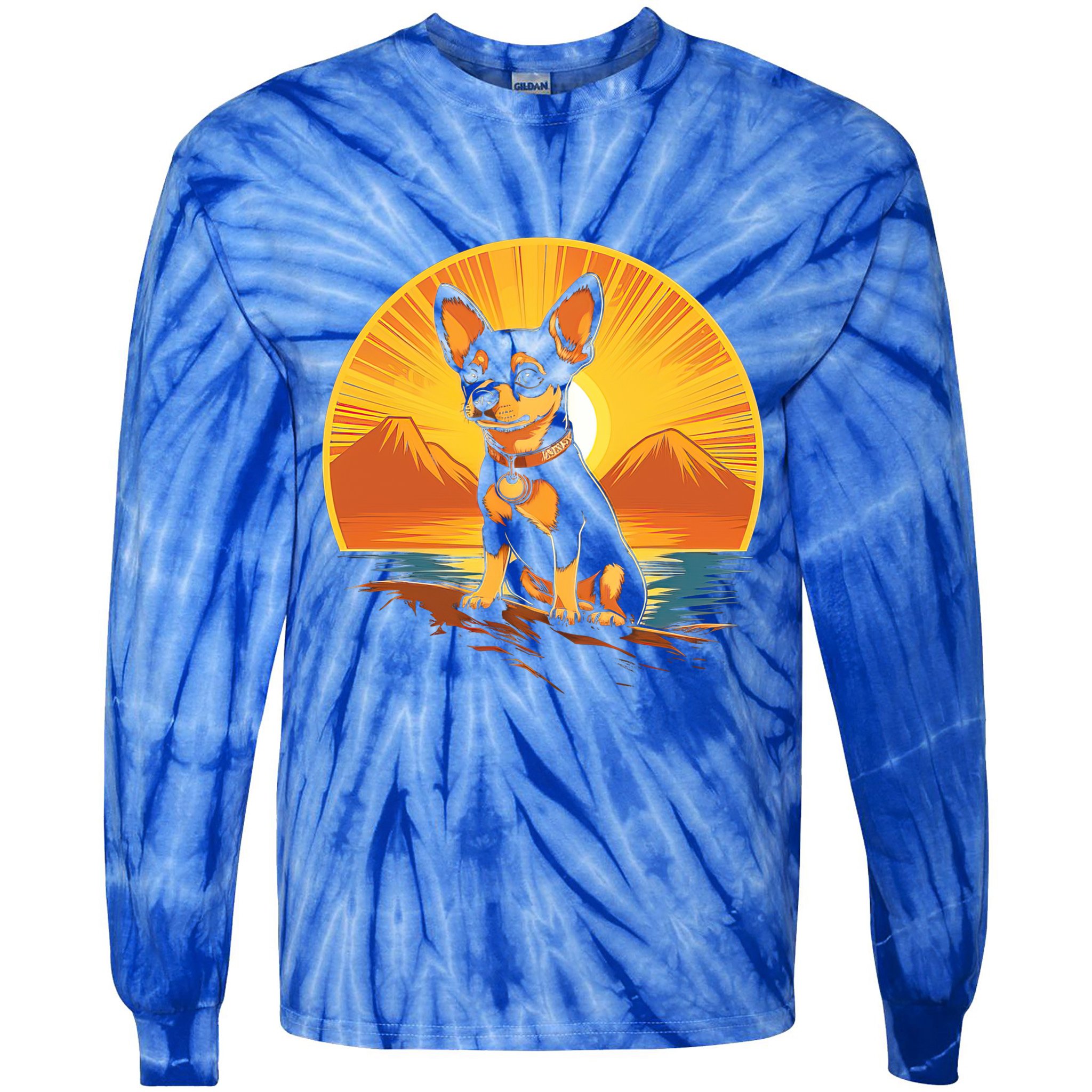 Chihuahua Dog Vintage Style Cute Gift Tie-Dye Long Sleeve Shirt