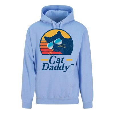 Cat Daddy Vintage 80s Style Cat Retro Sunglasses Distressed Unisex Surf Hoodie