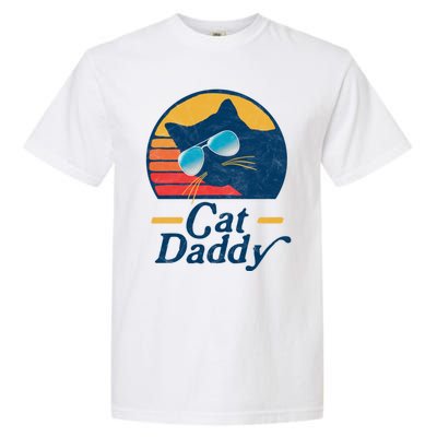 Cat Daddy Vintage 80s Style Cat Retro Sunglasses Distressed Garment-Dyed Heavyweight T-Shirt