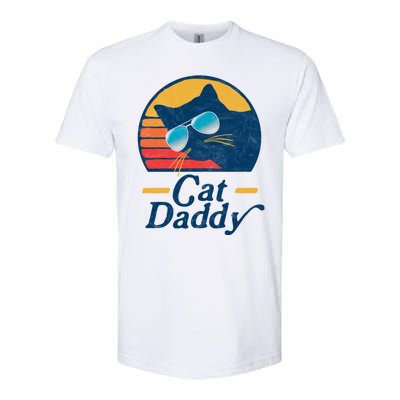 Cat Daddy Vintage 80s Style Cat Retro Sunglasses Distressed Softstyle CVC T-Shirt