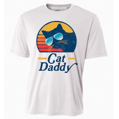 Cat Daddy Vintage 80s Style Cat Retro Sunglasses Distressed Cooling Performance Crew T-Shirt