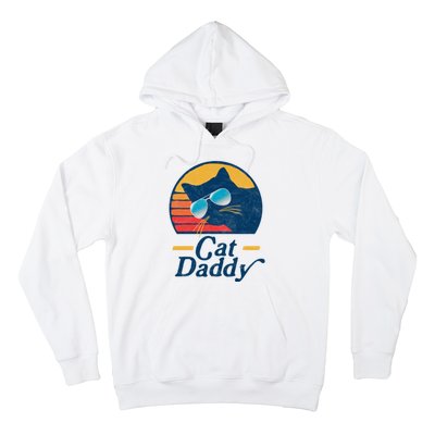 Cat Daddy Vintage 80s Style Cat Retro Sunglasses Distressed Hoodie