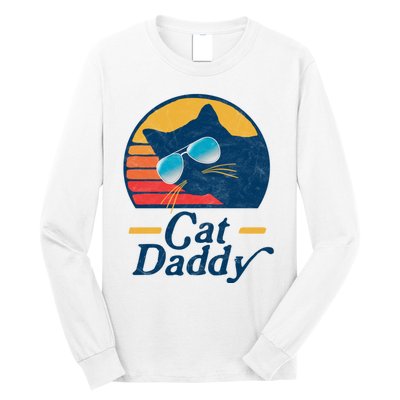 Cat Daddy Vintage 80s Style Cat Retro Sunglasses Distressed Long Sleeve Shirt