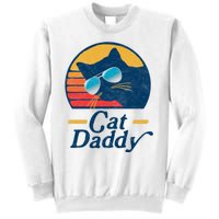 Cat Daddy Vintage 80s Style Cat Retro Sunglasses Distressed Sweatshirt