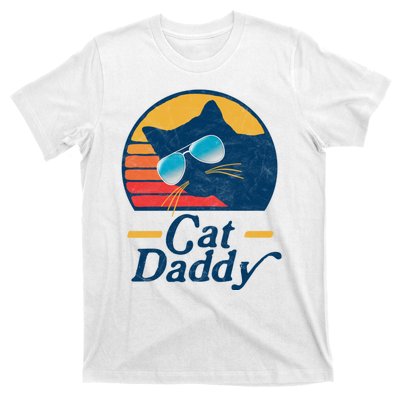 Cat Daddy Vintage 80s Style Cat Retro Sunglasses Distressed T-Shirt