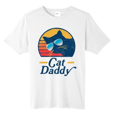 Cat Daddy Vintage 80s Style Cat Retro Sunglasses Distressed Tall Fusion ChromaSoft Performance T-Shirt