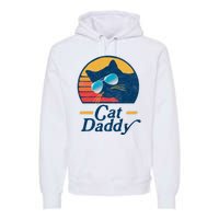 Cat Daddy Vintage 80s Style Cat Retro Sunglasses Distressed Premium Hoodie