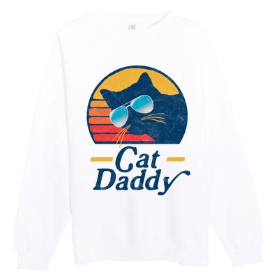 Cat Daddy Vintage 80s Style Cat Retro Sunglasses Distressed Premium Crewneck Sweatshirt