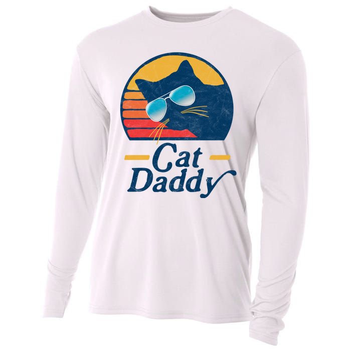 Cat Daddy Vintage 80s Style Cat Retro Sunglasses Distressed Cooling Performance Long Sleeve Crew