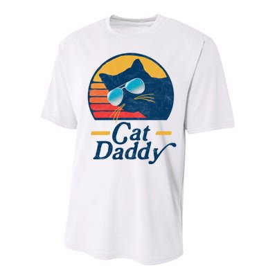 Cat Daddy Vintage 80s Style Cat Retro Sunglasses Distressed Performance Sprint T-Shirt