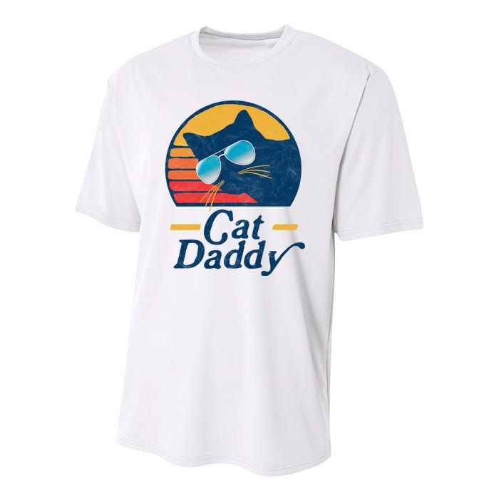 Cat Daddy Vintage 80s Style Cat Retro Sunglasses Distressed Youth Performance Sprint T-Shirt