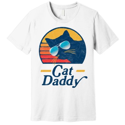 Cat Daddy Vintage 80s Style Cat Retro Sunglasses Distressed Premium T-Shirt