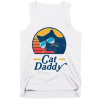 Cat Daddy Vintage 80s Style Cat Retro Sunglasses Distressed Tank Top