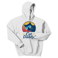 Cat Daddy Vintage 80s Style Cat Retro Sunglasses Distressed Kids Hoodie