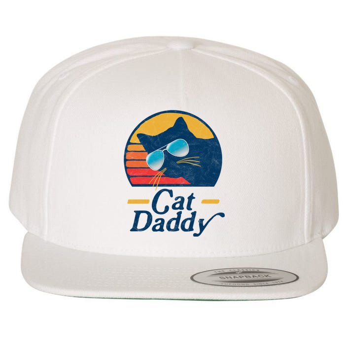 Cat Daddy Vintage 80s Style Cat Retro Sunglasses Distressed Wool Snapback Cap