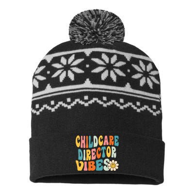 Childcare Director Vibes 1st Day Of School Daycare Teacher USA-Made Snowflake Beanie