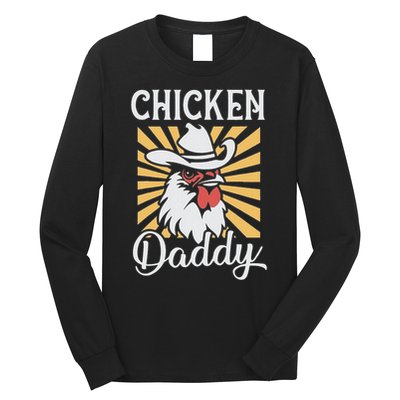 Chicken Daddy Vintage Poultry Farmer Funny Fathers Day Long Sleeve Shirt