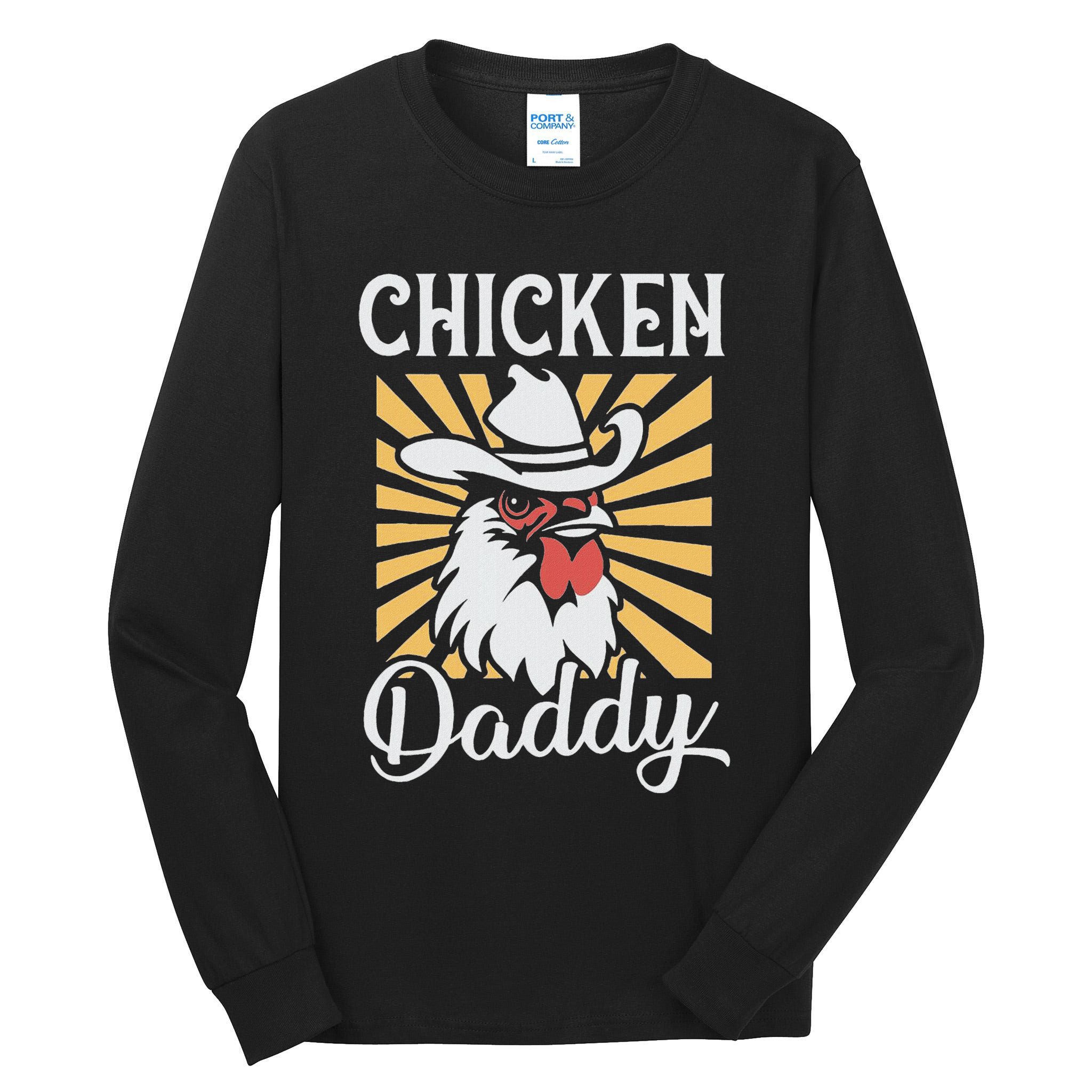 Chicken Daddy Vintage Poultry Farmer Funny Fathers Day Tall Long Sleeve T-Shirt