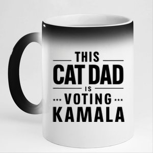 Cat Dad Voting For Kamala President Harris 2024 Vote Blue 11oz Black Color Changing Mug