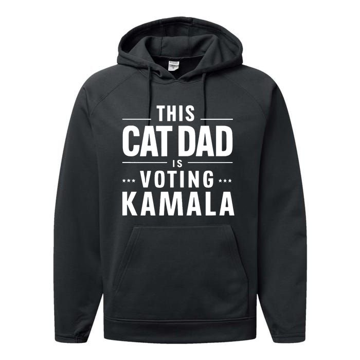 Cat Dad Voting For Kamala President Harris 2024 Vote Blue Performance Fleece Hoodie