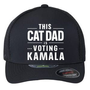 Cat Dad Voting For Kamala President Harris 2024 Vote Blue Flexfit Unipanel Trucker Cap