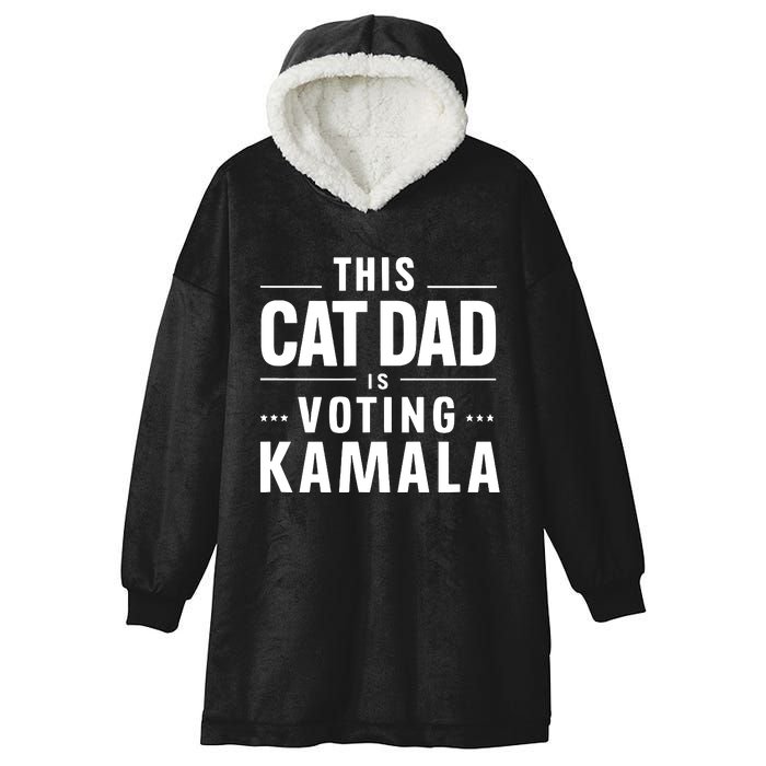 Cat Dad Voting For Kamala President Harris 2024 Vote Blue Hooded Wearable Blanket