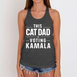 Cat Dad Voting For Kamala President Harris 2024 Vote Blue Women's Knotted Racerback Tank