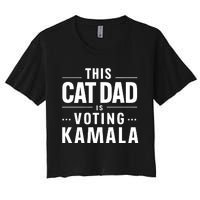 Cat Dad Voting For Kamala President Harris 2024 Vote Blue Women's Crop Top Tee