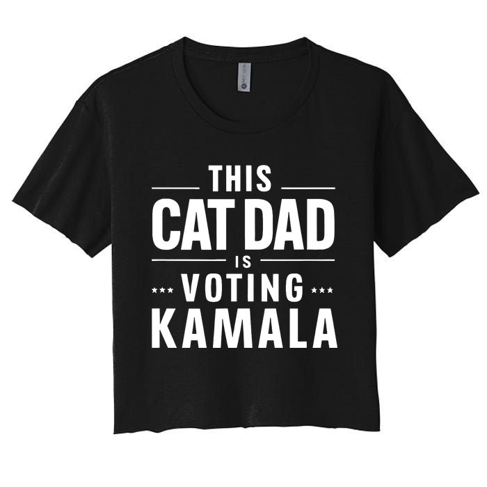 Cat Dad Voting For Kamala President Harris 2024 Vote Blue Women's Crop Top Tee