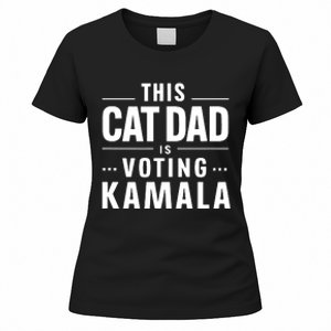 Cat Dad Voting For Kamala President Harris 2024 Vote Blue Women's T-Shirt