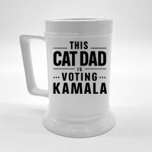 Cat Dad Voting For Kamala President Harris 2024 Vote Blue Beer Stein