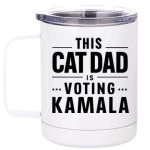 Cat Dad Voting For Kamala President Harris 2024 Vote Blue 12 oz Stainless Steel Tumbler Cup