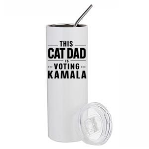 Cat Dad Voting For Kamala President Harris 2024 Vote Blue Stainless Steel Tumbler