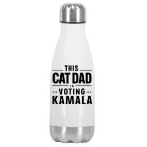 Cat Dad Voting For Kamala President Harris 2024 Vote Blue Stainless Steel Insulated Water Bottle