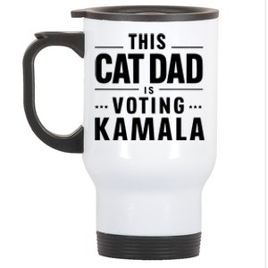 Cat Dad Voting For Kamala President Harris 2024 Vote Blue Stainless Steel Travel Mug