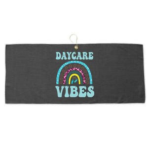 Cute Daycare Vibes Childcare Provider Teacher Appreciation Large Microfiber Waffle Golf Towel