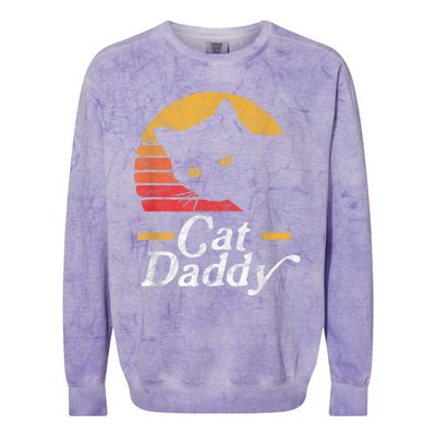 Cat Daddy Vintage Eighties Style Cat Retro Distressed Colorblast Crewneck Sweatshirt