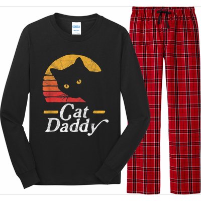 Cat Daddy Vintage Eighties Style Cat Retro Distressed Long Sleeve Pajama Set