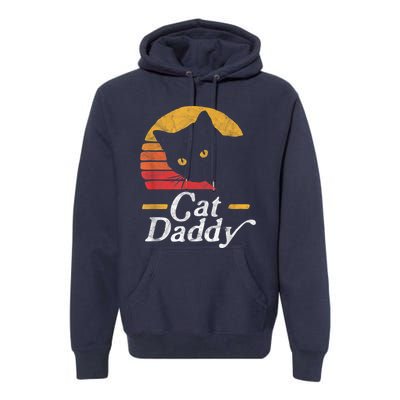 Cat Daddy Vintage Eighties Style Cat Retro Distressed Premium Hoodie