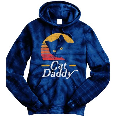 Cat Daddy Vintage Eighties Style Cat Retro Distressed Tie Dye Hoodie