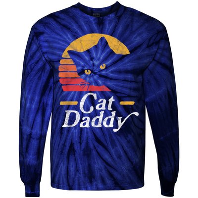 Cat Daddy Vintage Eighties Style Cat Retro Distressed Tie-Dye Long Sleeve Shirt