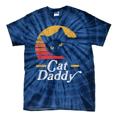 Cat Daddy Vintage Eighties Style Cat Retro Distressed Tie-Dye T-Shirt