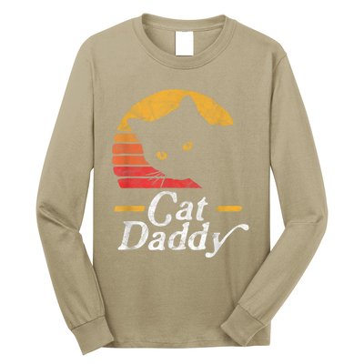 Cat Daddy Vintage Eighties Style Cat Retro Distressed Long Sleeve Shirt