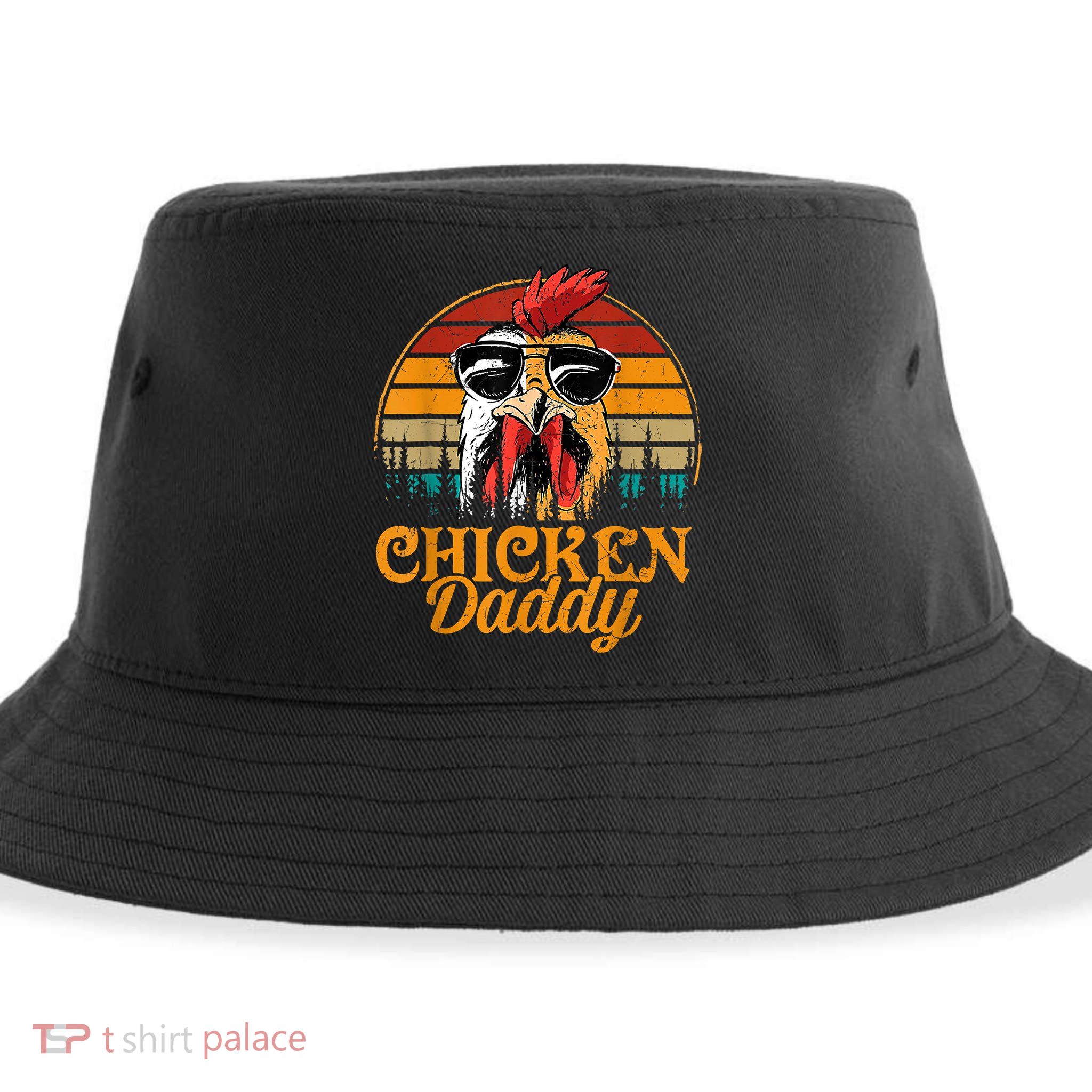 Chicken Daddy Vintage Poultry Farmer Funny Fathers Day Sustainable Bucket Hat